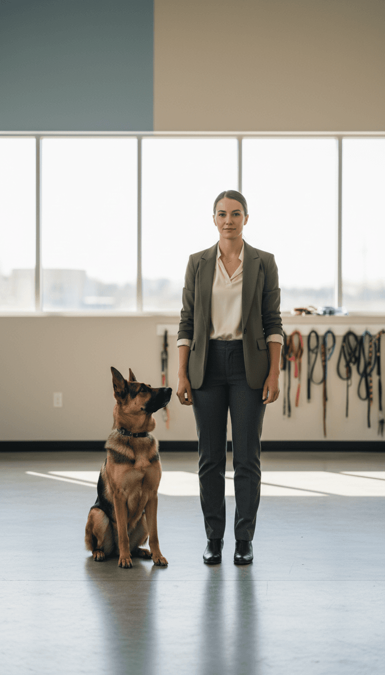 Dog training session in facility